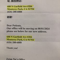 Nie MD , Zetan - New address starting 8/1/2024