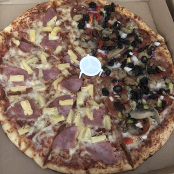 Pizza Xpress - Canadian bacon and pineapple 1/2 supreme other 1/2 - Pizza Near Me - Redlands, California Pizza Xpress - Canadian bacon and pineapple 1/2 supreme other 1/2 - Pizza Near Me - Redlands, California