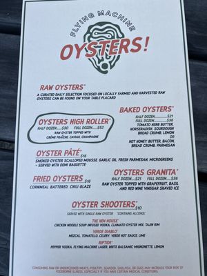 Menu photo 8 Flying Machine Oyster Bar Wrightsville Beach, NC
