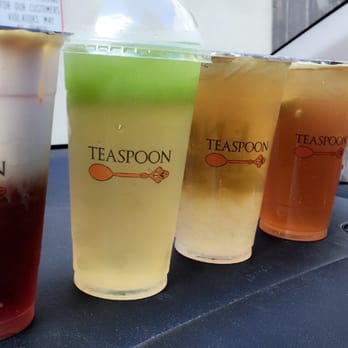 Teaspoon - From the front to back: -House Milk Tea, Grasshopper, White Crystal, Paradise Lime - Desserts Near Me - San Francisco, California