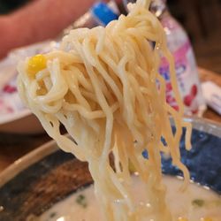 A spoonful of The Pork chashu in Close-up.