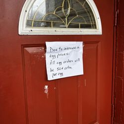 Plainsman Restaurant - Egg extra cost notice, due to egg shortage - January 2025.