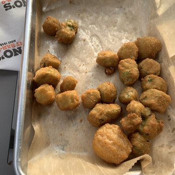 Bono's Pit Bar-B-Q - Fried Okra (It's awesome and portion is much larger than this, I was hungry and we ate half before I took the picture) - Barbeque Near Me - Jacksonville, Florida