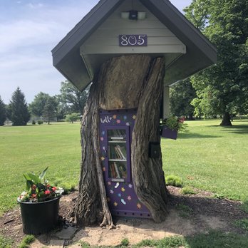 Lakeside Park - Little Free Library built into a tree stump. - Parks Near Me - Fort Wayne, Indiana