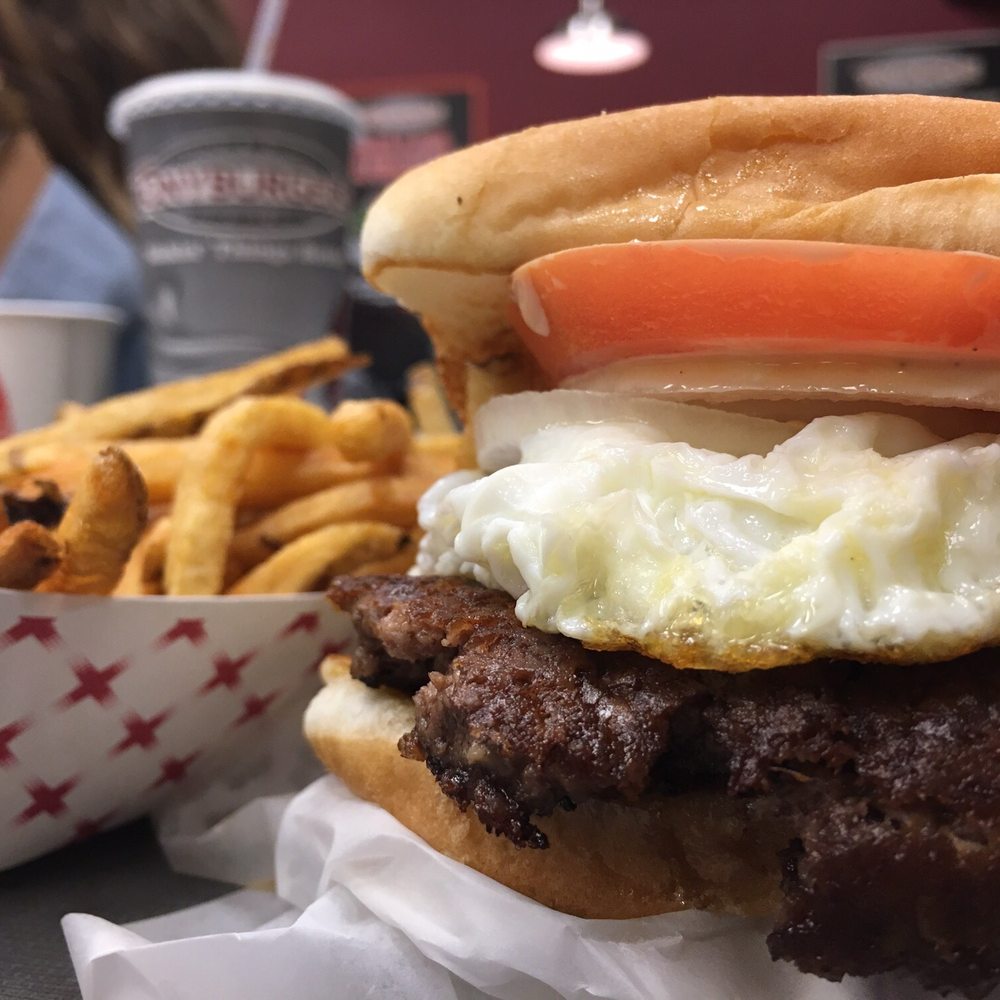 Tonyburgers - Holladay - 2017 - The Big Tony topped with a fried egg, bacon, tomato, pickles, raw onion and Tony's sauce--now THAT is how you REPRESENT! - Burgers Near Me - Holladay, Utah Tonyburgers - Holladay - 2017 - The Big Tony topped with a fried egg, bacon, tomato, pickles, raw onion and Tony's sauce--now THAT is how you REPRESENT! - Burgers Near Me - Holladay, Utah