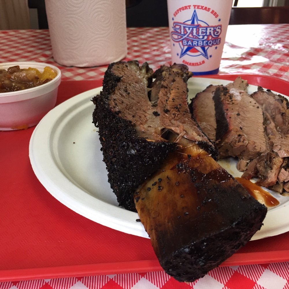 Tyler's Barbeque - Giant beef rib, brisket 1/4, peach cobbler. - Barbeque Near Me - Amarillo, Texas Tyler's Barbeque - Giant beef rib, brisket 1/4, peach cobbler. - Barbeque Near Me - Amarillo, Texas