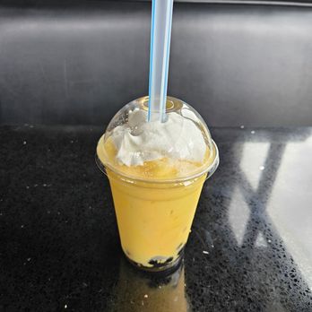 Pho Social - Passionfruit Smoothie with black boba & whipped cream - Vietnamese Near Me - Denver, Colorado