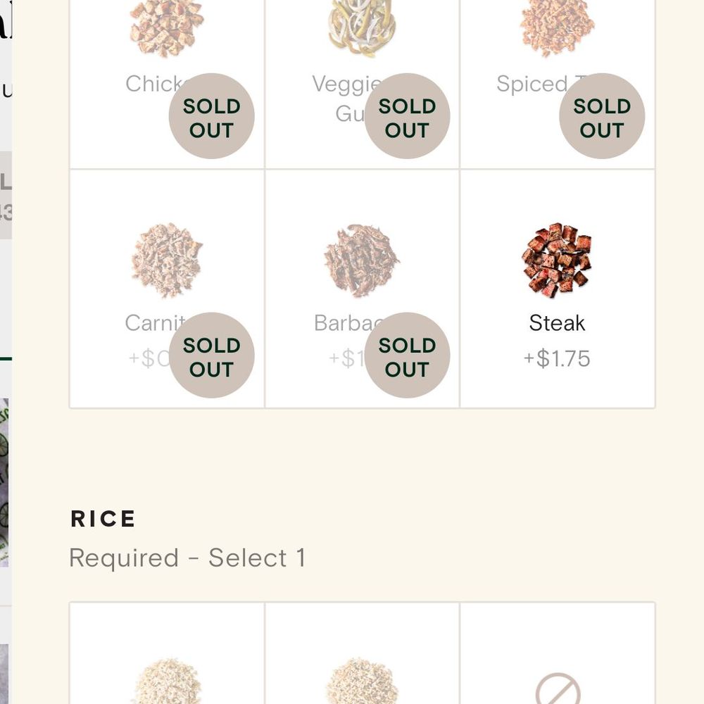 This screenshot was taken at 5pm on a Sat. Imagine going to Chipotle and they were sold out of everything and had no options? This screenshot was taken at 5pm on a Sat. Imagine going to Chipotle and they were sold out of everything and had no options?
