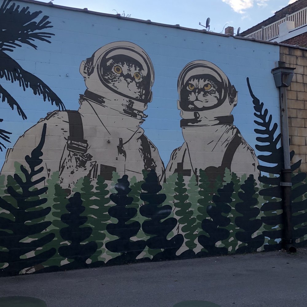 Space Cats Mural - Public Art Near Me - New Albany, Indiana