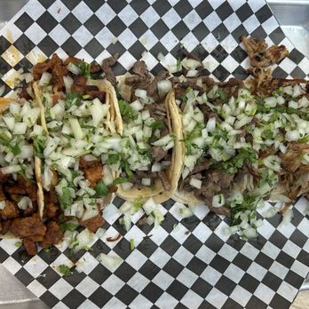 Senor Taco Express - Mini Street Tacos from L-R (El Pastor, Carne Asada and Carnitas) - Mexican Near Me - Gilbert, Arizona