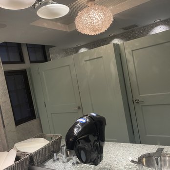 220 Merrill - Ladies bathroom! Look at the color of the stalls and the light fixtures! - New American Near Me - Birmingham, Michigan 220 Merrill - Ladies bathroom! Look at the color of the stalls and the light fixtures! - New American Near Me - Birmingham, Michigan