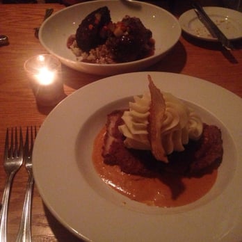 Backstreet Cafe - Pecan Crusted Chicken and Short Ribs (back plate) - New American Near Me - Houston, Texas