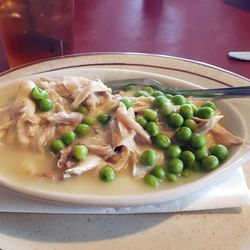 Delicious Chicken 'N Dumplings with peas and gravy!!! The Tuesday Lunch Special is BACK!