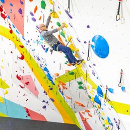 Overhanging wall in the lead climbing area. Overhanging wall in the lead climbing area.
