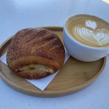 Saint Frank Coffee - Ham and cheese croissant from Midwife and Baker; latte - Coffee & Tea Near Me - Menlo Park, California Saint Frank Coffee - Ham and cheese croissant from Midwife and Baker; latte - Coffee & Tea Near Me - Menlo Park, California