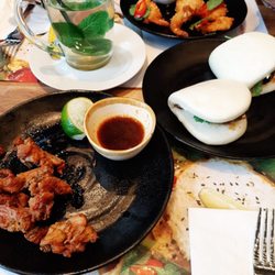 Wagamama - Crevettes, poulet,bao aubergine