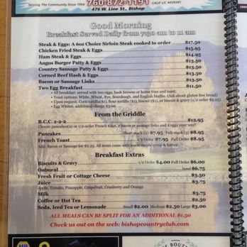 Bishop Country Club - Breakfast - Country Clubs Near Me - Bishop, California