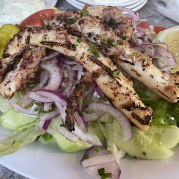 Chris' Taverna - Greek salad with octopus. - Greek Near Me - Lake Worth, Florida