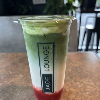 Jade Lounge - Strawberry Matcha (with cold foam) - Desserts Near Me - Tacoma, Washington Jade Lounge - Strawberry Matcha (with cold foam) - Desserts Near Me - Tacoma, Washington