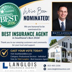 Langlois Insurance Agency - Langlois Insurance Agency has been nominated for Southland's Best Insurance Agent, and we truly couldn't be more grateful!