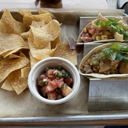 Montego Bay Taco, Mexico City Pork Taco, Chips and Pico Montego Bay Taco, Mexico City Pork Taco, Chips and Pico