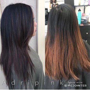 Adriana Styles - Left is after, right is before. Color, highlight and cut - Hair Extensions Near Me