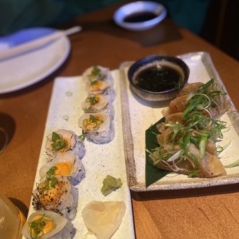 Roka Akor - Chicago - Dynamite Scallop Roll & Wagyu Beef and Kimchi Dumplings - Sushi Bars Near Me - Chicago, Illinois Roka Akor - Chicago - Dynamite Scallop Roll & Wagyu Beef and Kimchi Dumplings - Sushi Bars Near Me - Chicago, Illinois