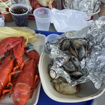 Cabbage Island Clambakes - The meal served after soup and drinks .. - Seafood Near Me - Boothbay Harbor, Maine Cabbage Island Clambakes - The meal served after soup and drinks .. - Seafood Near Me - Boothbay Harbor, Maine