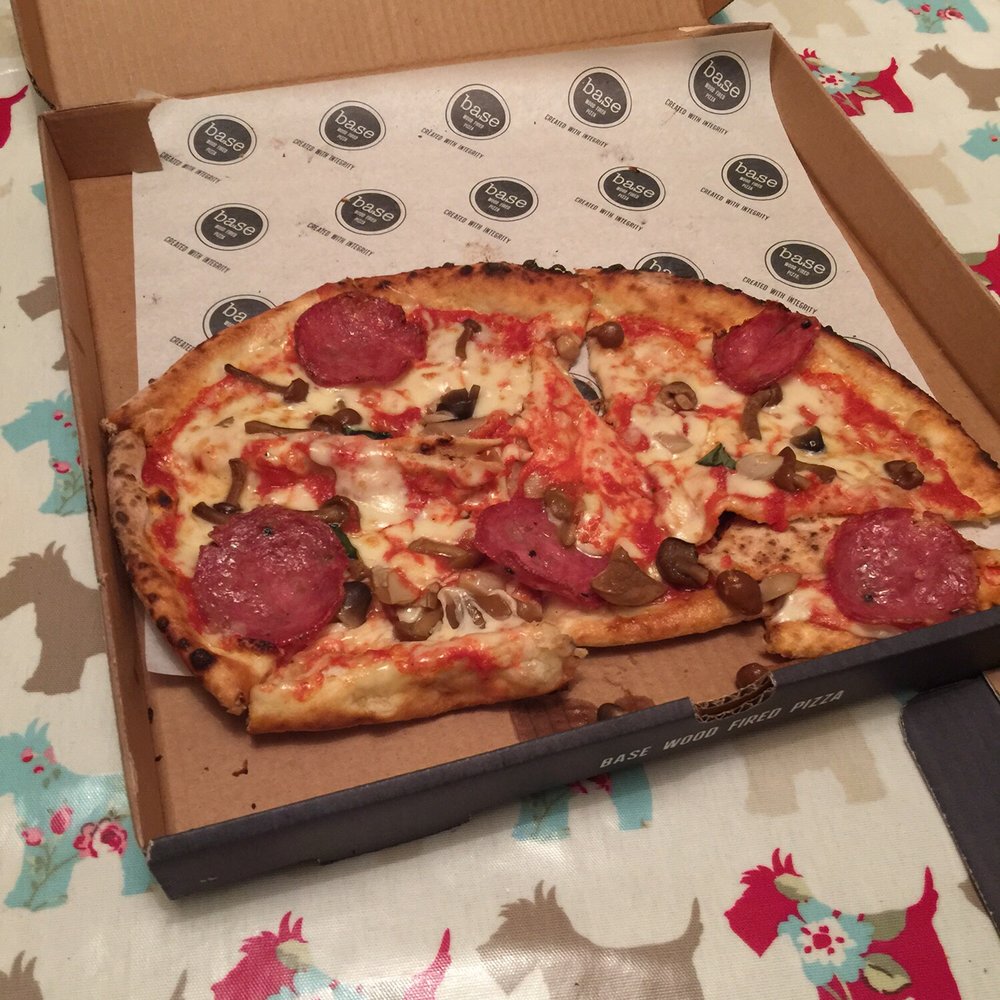 Squashed 13 inches pizza! What happened to the other half??? They advertise as Porcini mushroom??? Obviously they never seen one
