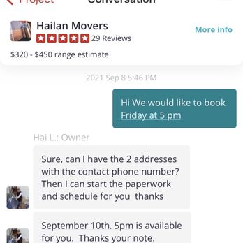 Hailan Movers - Confirmation of availability - Movers Near Me - Fremont, California Hailan Movers - Confirmation of availability - Movers Near Me - Fremont, California