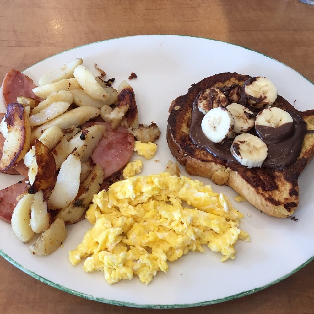 Cora - Breakfast for the Club French toast, ham instead of bacon, scrambled egg, and chocolate spread instead of salted caramel. - Coffee & Tea Near Me - Lethbridge, Alberta Cora - Breakfast for the Club French toast, ham instead of bacon, scrambled egg, and chocolate spread instead of salted caramel. - Coffee & Tea Near Me - Lethbridge, Alberta