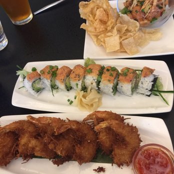 Pacific Catch - Salmon Avocado Poke, Inside Out Roll (spicy tuna) and Thai Coconut Shrimp (top to bottom). Yum! - Seafood Near Me - San Mateo, California Pacific Catch - Salmon Avocado Poke, Inside Out Roll (spicy tuna) and Thai Coconut Shrimp (top to bottom). Yum! - Seafood Near Me - San Mateo, California