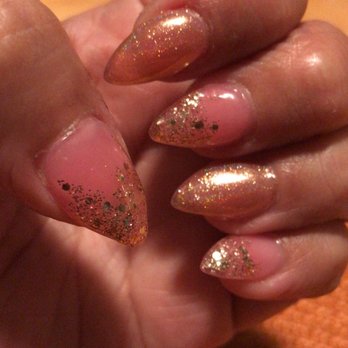 Express Nail Salon - New shape and natural! Love my gold! - Nail Salons Near Me - Jersey City, New Jersey