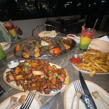 Patio By La Pasha - SKEWER CHICKEN , SKEWER BEEF, White Rice, Side French Fries. - Mediterranean Near Me - Houston, Texas Patio By La Pasha - SKEWER CHICKEN , SKEWER BEEF, White Rice, Side French Fries. - Mediterranean Near Me - Houston, Texas