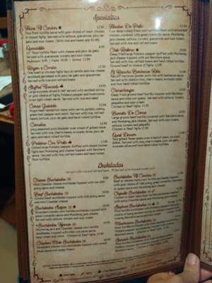 Menu photo 5 El Rancho Mexican Restaurant Houston, TX