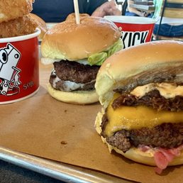 L to R: Onion Rings, All American, Burnt Ends Wagyu L to R: Onion Rings, All American, Burnt Ends Wagyu