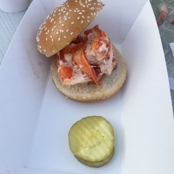 Abbott's Lobster In the Rough - The pickle was almost as big as the lobster slider. Underwhelming. - Seafood Near Me - Noank, Connecticut
