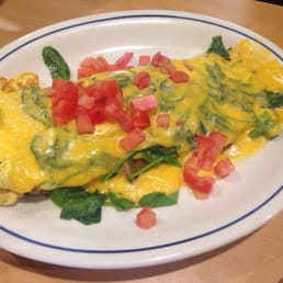 Make your own omelette with American cheese, tomatoes, spinach, & mushrooms Make your own omelette with American cheese, tomatoes, spinach, & mushrooms
