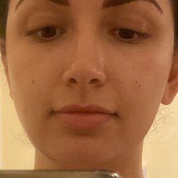 Moxie Allure - First time I got them done by Jazmine my left brow (right if you're looking at the picture) is closer to my nose line than my right.