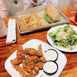 Hand breaded chicken strips w/ homemade ranch