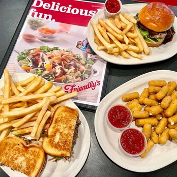 Friendly's - two plates of food and a menu - Burgers Near Me - Trexlertown, Pennsylvania Friendly's - two plates of food and a menu - Burgers Near Me - Trexlertown, Pennsylvania