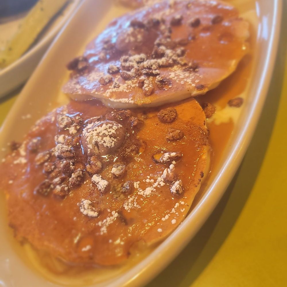 Snooze, an A.M. Eatery - Pancakes... cinnamon roll and pineapple upside-down - Breakfast & Brunch Near Me - Houston, Texas