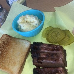 Slim’s BBQ - Sliced brisket plate with potato salad