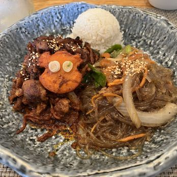 Bop Joa - Spicy Pork Bulgogi with Rice and Jap-Che Platter - Korean Near Me - Sachse, Texas