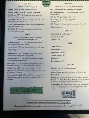 Menu photo 6 Hanna's Diner Hillsboro, NH