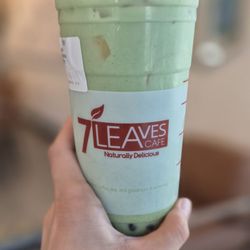 7 Leaves Cafe - Mung bean matcha with boba