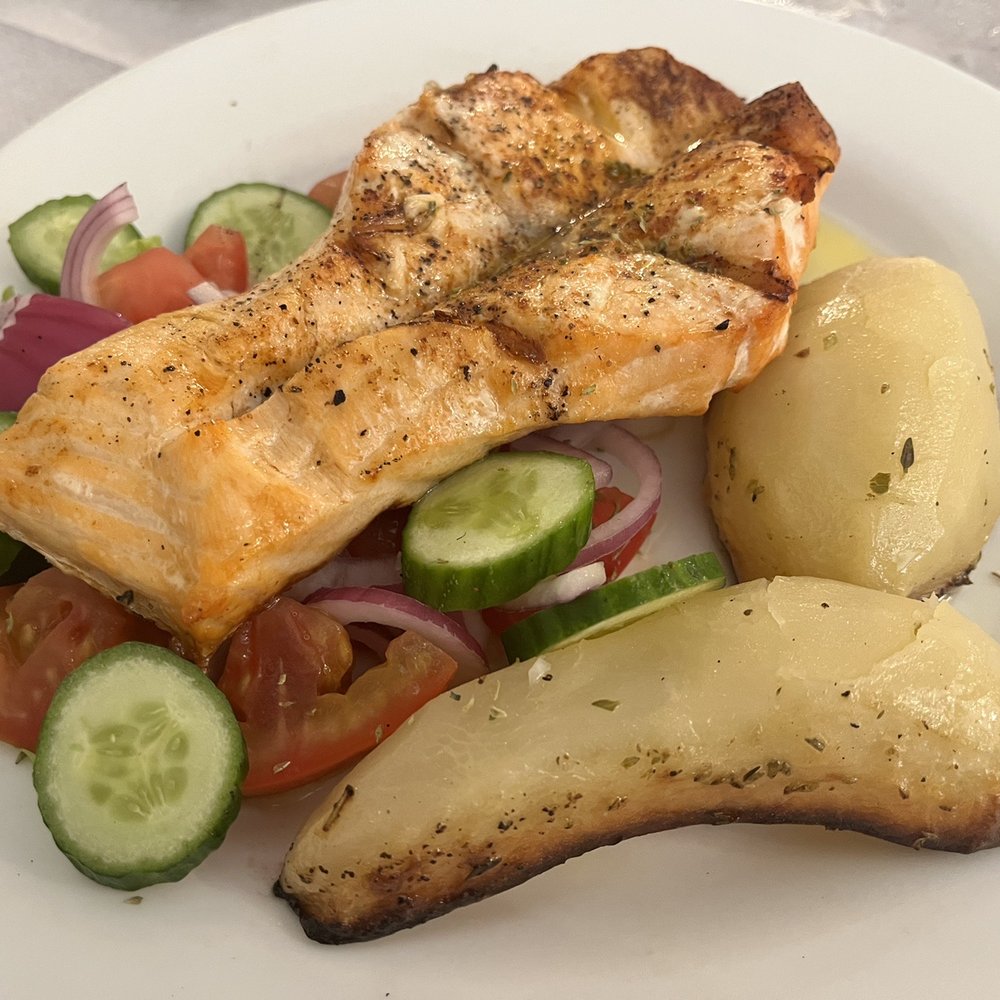 Loukoumi Taverna - Grilled Salmon Filet - Greek Near Me - Astoria, New York Loukoumi Taverna - Grilled Salmon Filet - Greek Near Me - Astoria, New York