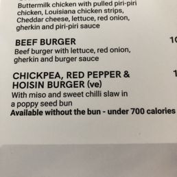 I had the vegan chickpea, red pepper & hoisin burger. I had the vegan chickpea, red pepper & hoisin burger.