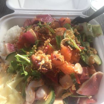 Poke Fuzion - Salmon yellowtail octopus Poke Bowl - Poke Near Me - Mesa, Arizona
