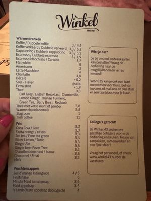 Menu photo 1 Winkel 43 Amsterdam, NH